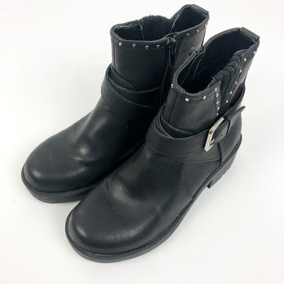 XOXO Womens Dharma Fashion Boot 5M Black Stud Buckle Strap Ankle Booties NWOB - Picture 4 of 11